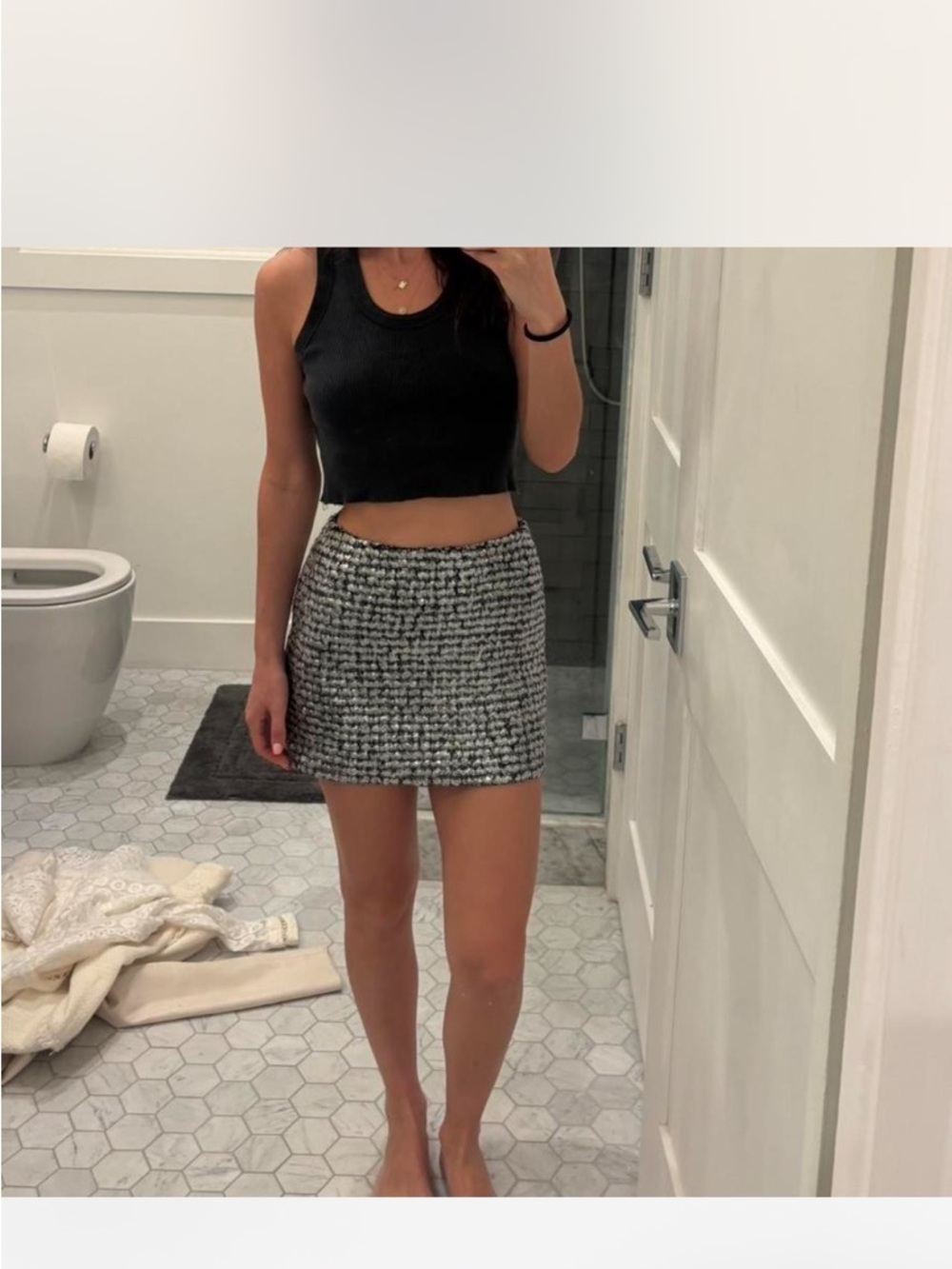 Bailey 44 Black & White Tweed Mini Skirt